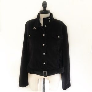 New NWOT Black Corduroy Italian Moto Biker Jacket MK MASKA Women's 12